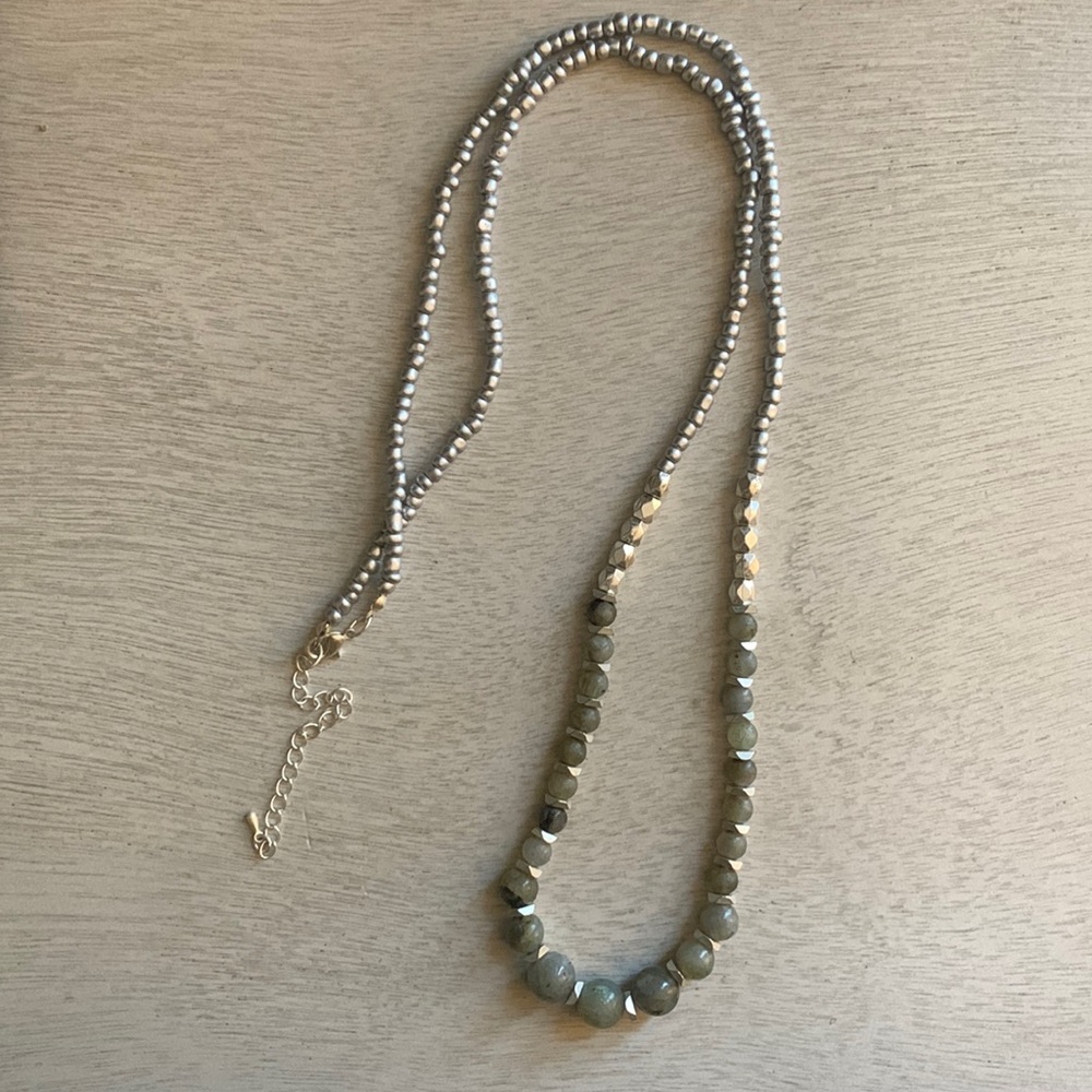 Universal Thread Silvertone & Faux Stone Beaded Necklace